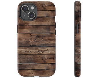 Side Slats Fence 3D Look Phone Case | Wood Panel Phone Cover | Faux Wood Brown iPhone Case | Samsung Galaxy | Google Phone | Tough Case