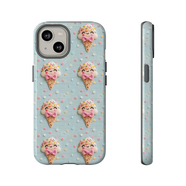 3D Happy Ice-Cream Cone Confetti Summer Phone Case | Happy Ice-Cream Phone Cover | iPhone Case | Google Pixel | Samsung Galaxy | Tough Case