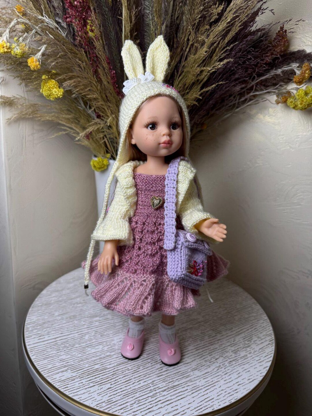 Paola Reina Outfit / Handmade Rabbit Hat and Knitted Dress Set for ...