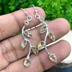 Natural Citrine Earrings, 925 Solid Sterling Silver Gemstone Earrings, Citrine Jewelry, November Birthstone, Citrine Earrings For Women-Her.
