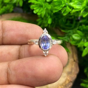 Elegant Natural Tanzanite Ring, 925 Sterling Silver Ring Boho Ring Gemstone Ring, Handmade Ring, Minimalist Ring, Gift For Her