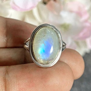 Natural Moonstone Ring 925 Sterling Silver Ring Handmade Jewelry Ring Solid Silver Ring Statement Ring Gemstone Jewelry Ring Gift For Her