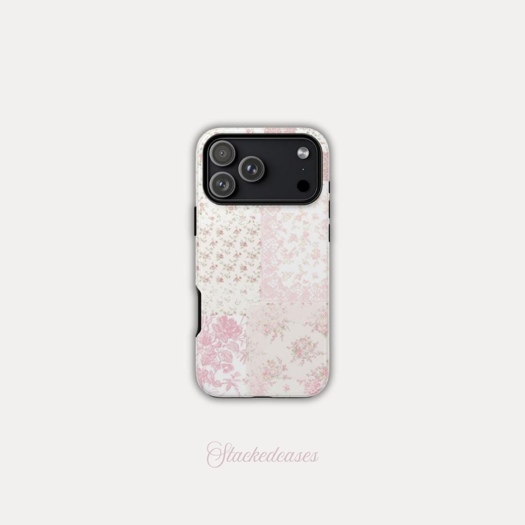 quilting iPhone case with lip case ピンク Amazon.com: iPhone 15 Blushing Quilt Pink Floral Quilt