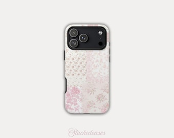 quilting iPhone case with lip case ピンク quilting iPhone case with lip case ピンク