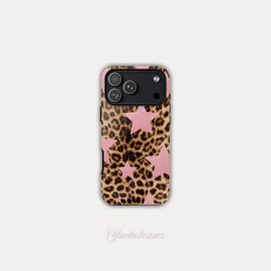 Funda para iPhone con diseño de leopardo con purpurina rosa