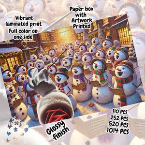Snowman Puzzle Christmas Gift Carols Christmas Puzzle Family Gift for Kids Gift for Her Gift for Him Snowman Themed Winter Fun Puzzle