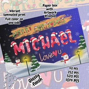 Personalized Puzzle Christmas Puzzle Name Gift for Families Custom Puzzle for Friends Festive Puzzle Santa Claus Puzzle Gift for Him Her