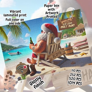 Santa Puzzle Fun Holiday Gift Relaxing Beach Puzzle Scene Family Game Nigh Christmas Puzzle Gift for Him Puzzle Gift for Her Gift For Him