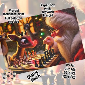 Christmas Santa Rudolph Puzzle Holiday Family Fun Game Festive Decor Gift for Kids  Adults 1000 piece Christmas Puzzle Chess Puzzle