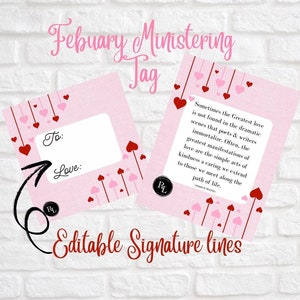 February, Valentines Ministering Heart Tag/Handout, Relief Society, Young Women&#39;s, LDS Printables