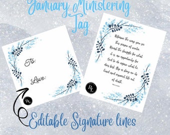January New Year Winter Ministering Tag/Handout, Relief Society, Young Women's, LDS Printables