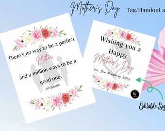 Mother's Day Ministering Gift Tag: Editable Floral Handout (PDF)