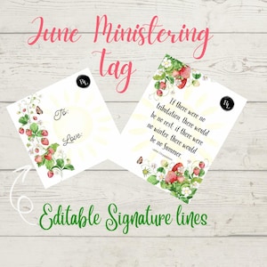 June Ministering Handout/Tag, LDS Printables, Relief Society Handout, Young Women, Gift Ideas