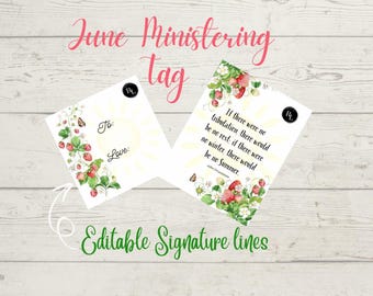 June Ministering Handout/Tag, LDS Printables, Relief Society Handout, Young Women, Gift Ideas