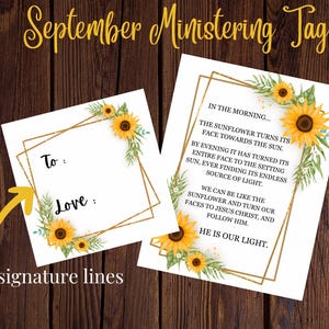 September, October, November Autumn Fall Ministering Tag/Handout, Relief Society, Young Women's, LDS Printables