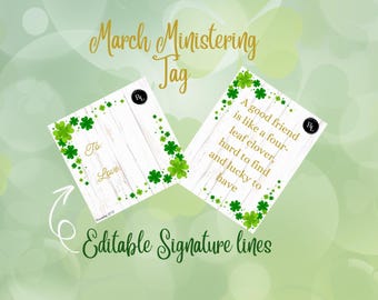 March, St. Patrick's Day Ministering Heart Tag/Handout, Relief Society, Young Women's, LDS Pintable's