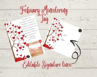 Valentines Ministering Heart Tag, Editable Signature (PDF Printables)