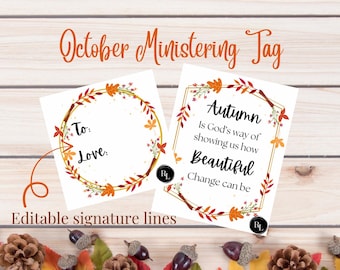 Autumn Ministering Tag, Editable Signature (Digital Download)