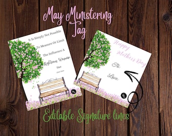 Mother's Day/May Ministering Gift Tag: Editable Floral Handout (PDF)