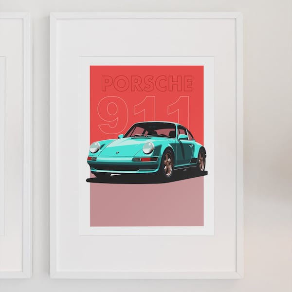 Porsche 911 Classic Car Art Print, Iconic Sports Car Poster, Vintage Auto Wall Art, Retro Automobile Enthusiast Gift, Car Collector Decor