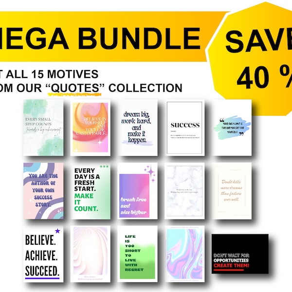 Bundle Set of 15 Digital Inspirational Quotes Digital Poster Set  Home Decoration Digital Download Prints Poster Bundle Gifts