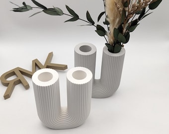 U-shaped vase for dried flowers | Candle holder | Ribbed vase | Decoration | Gift idea | Small gift