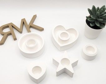 Mini candelabro | varias formas | corazón | estrella | círculo | cuenco de corazón |