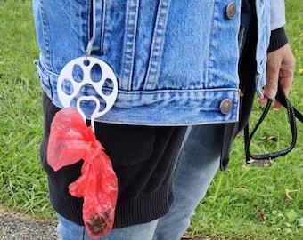 Dog poop bag holder | Bag holder | Dog poop | Paw with heart | perfect for dog owners | suitable for trailer/carabiner