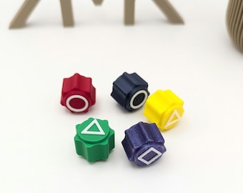 Gonggi game pieces | SQUID GAME 2 | 5 dice/pieces with symbol | colored pieces