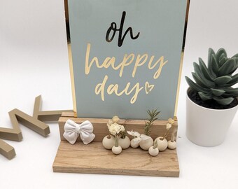 Photo holder | Picture ledge | Card holder | Picture ledge with dried flowers | Decorative ledge | Bow | Beads