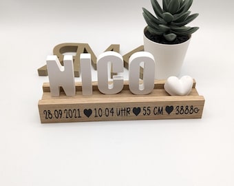 Birth gift | Name bar with birth details | personalized gift for birth | Wooden bar with name