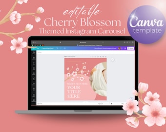 Cherry Blossom Themed - Instagram Carousel Template| Fully Editable in Canva