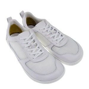 Pieds nus, chaussures de course | Barefoot Flats, pieds nus durables | Chaussures minimalistes | Cuir pour femmes pieds nus | Fait main, blanc
