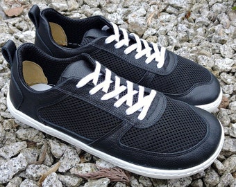 Barfuß, Laufschuhe | Barefoot Flats, nachhaltiges Barefoot | Minimalistische Schuhe | Barfuß Damen Leder | Handgefertigt, Schwarz