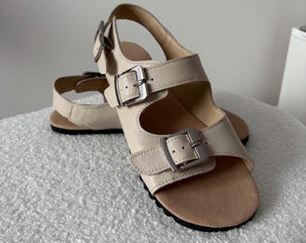 Barefoot Sandals Women | Leather Barefoot Sandals | Summer Flat Sandals | Gray Sandals | Polish Handmade Shoes | Apavo Shoes