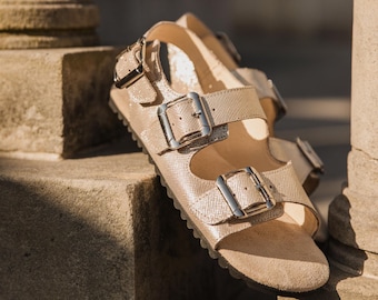 Barefoot Sandals | WomenLather | Clogs | Sustainable Barefoot Sandals | Minimalist Shoes | Golden | Camino | Zero drop