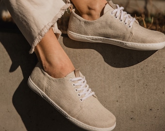 Barfußschuhe | aus natürlichem | Leinenschuhe gehören zu den natürlichsten und atmungsaktivsten Schuhen auf dem Markt | beige | für jeden Anlass! Vegan