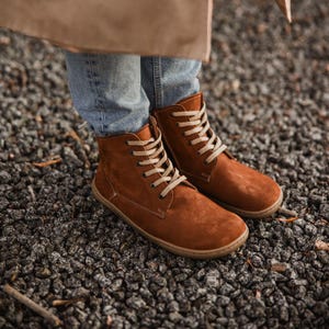 Stiefel Zero Drop | Barfuß | Handgefertigt | aus echtem Leder | minimalistische Clogs, breite Zehenpartie | Velours | WARME SCHUHE