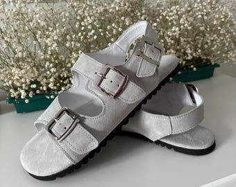 Barefoot Sandals Women | Leather Barefoot Sandals | Summer Flat Sandals | Gray Sandals | Polish Handmade Shoes | Apavo Shoes