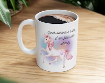 Taza de cerámica de unicornio mágico, taza de café caprichosa, amante de los unicornios, cumpleaños, decoración de fantasía
