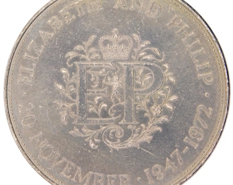 1972 Silver Wedding Anniversary Commemorative Crown Coin