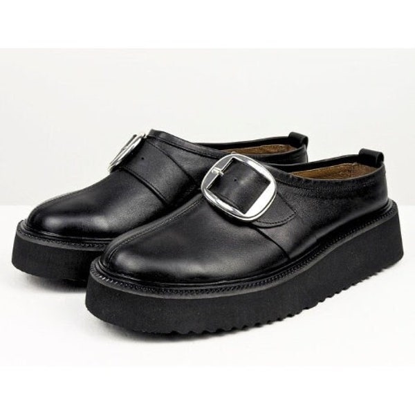 Black Platform Mules: Leather Clogs for Women (Modern Comfort)