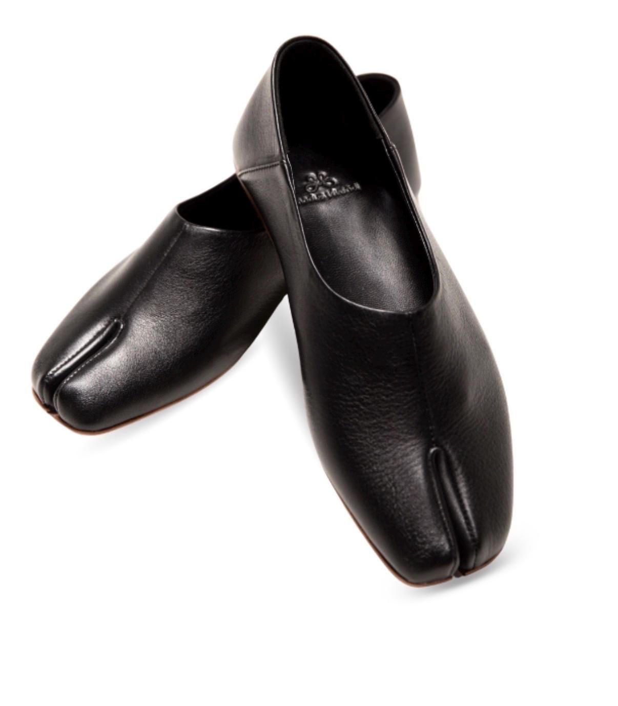 Black Leather Split Toe Mary Tabi Shoes – Genuine Leather Women's