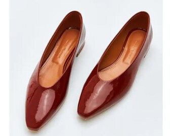 Patent Leather Shoes, Ballet Flats, Flat Shoes for Women, Classic Shoes, Handmade Shoes