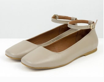 Stylish Ankle Strap Ballerina Flats - Classic Feminine Footwear - Comfortable Shoes for Work or Play - Unique Birthday Present