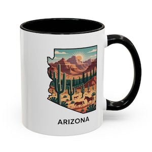 Arizona Landscape Accent Coffee Mug, Desert Mug Gift, Accent Handle Coffee Cup, Nature Lover Mug, Arizona Souvenir, Traveler Gift