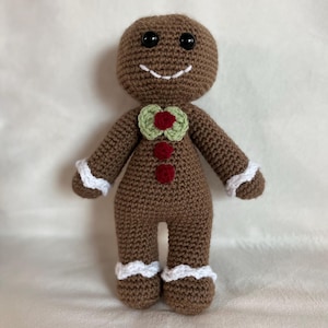 Handmade Crochet Gingerbread Man Plush - Holiday Decoration or Gift