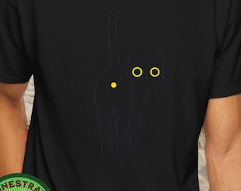 Funny Black Cat T-Shirt, Cute Void Cat Shirt, Black Cartoon Cat, Comfort Colors® Tee, Halloween Gift for Black Cat Lovers, Goth Humor