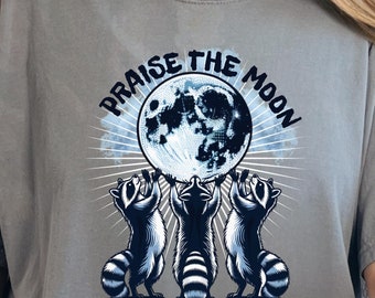 Funny Raccoon T-Shirt, Unhinged Feral Shirt, Animal Lover Gift, Comfort Colors® Tee, Nature Wildlife Enthusiast Tee, Praise the Moon Tshirt