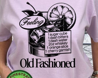 Feeling Old Fashioned Retro Cocktail T-Shirt, Drink Recipe Shirt, Comfort Colors® Tee, Baby Boomers, Grandparents, Parents Gift, Happy Hour